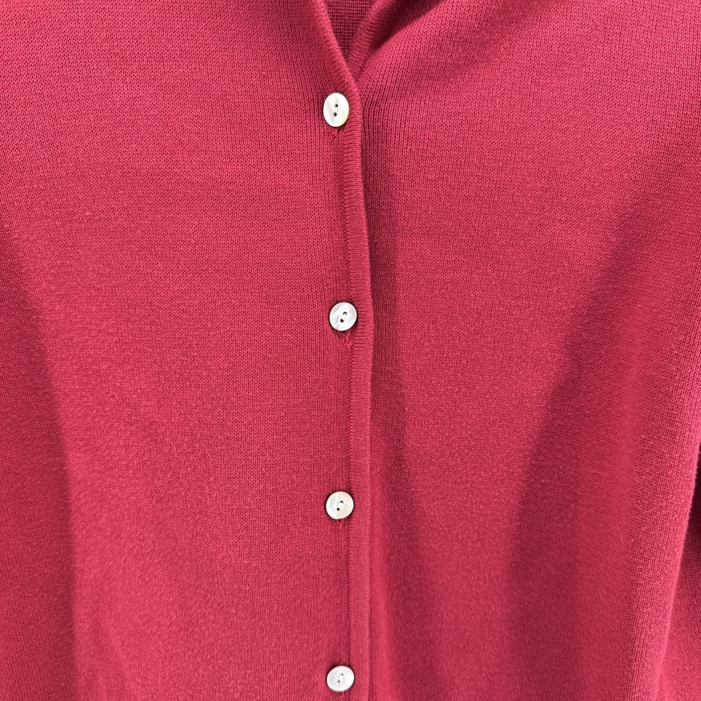 Lands'‎ End M 10/12 Red Jacket/Sweater Cotton Pockets Buttons Collar - Picture 3 of 9
